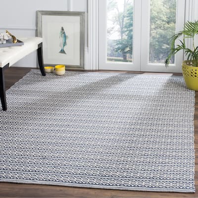 SAFAVIEH Handmade Flatweave Montauk Laetitia Cotton Rug - Ivory/Navy - 8' x 10'