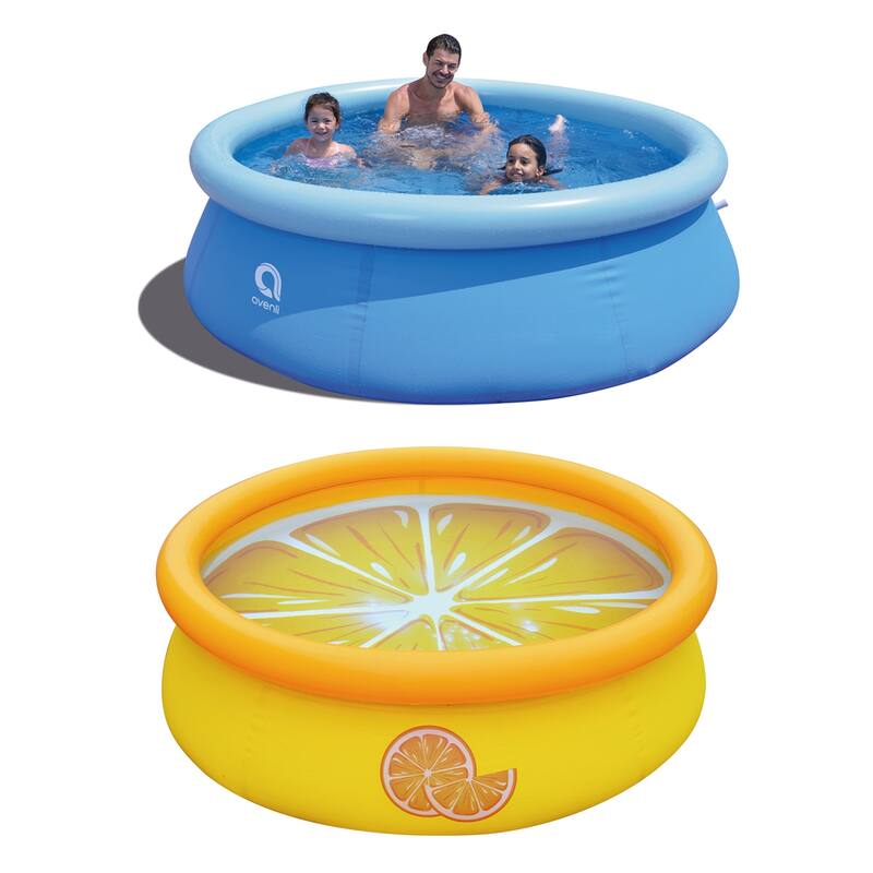 JLeisure Prompt Set & Orange Inflatable Outdoor Backyard Swimming Pool (2 Pack) - 11.62