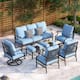 MAISON ARTS 6/7-Piece Patio Conversation Sets, Sofa Set with 2/4 x Single Chairs, 1 x 3-seater Sofa and Coffee Table/Ottomans - Set 5 - Baby Blue