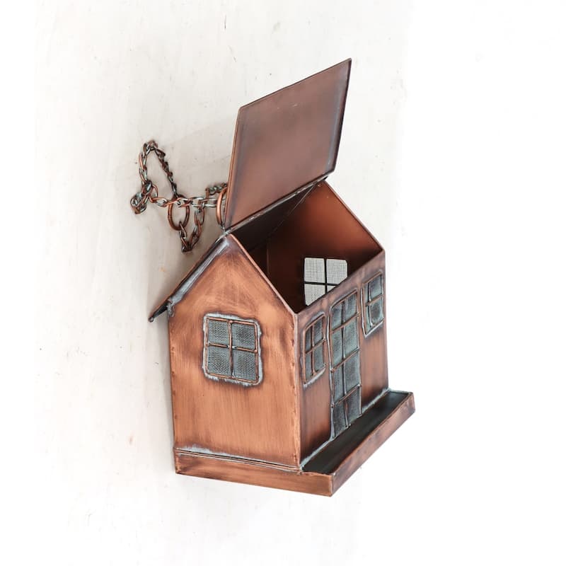 Hanging Iron Bird Feeder with Antique Copper Finish "Cottage"