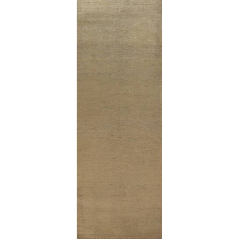 Green Gabbeh Oriental Runner Rug Hand-Knotted Hallway Wool Carpet - 2'8" x 10'9"