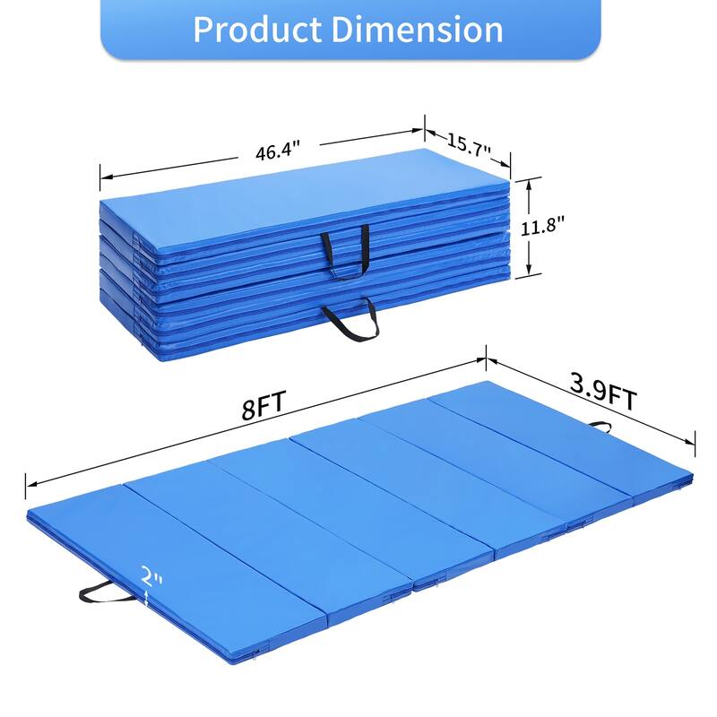 Zenova Gymnastics Mat 4FT x 8F Folding Exercise Mat 6 Panel Thick Tumbling Mats - 8FT