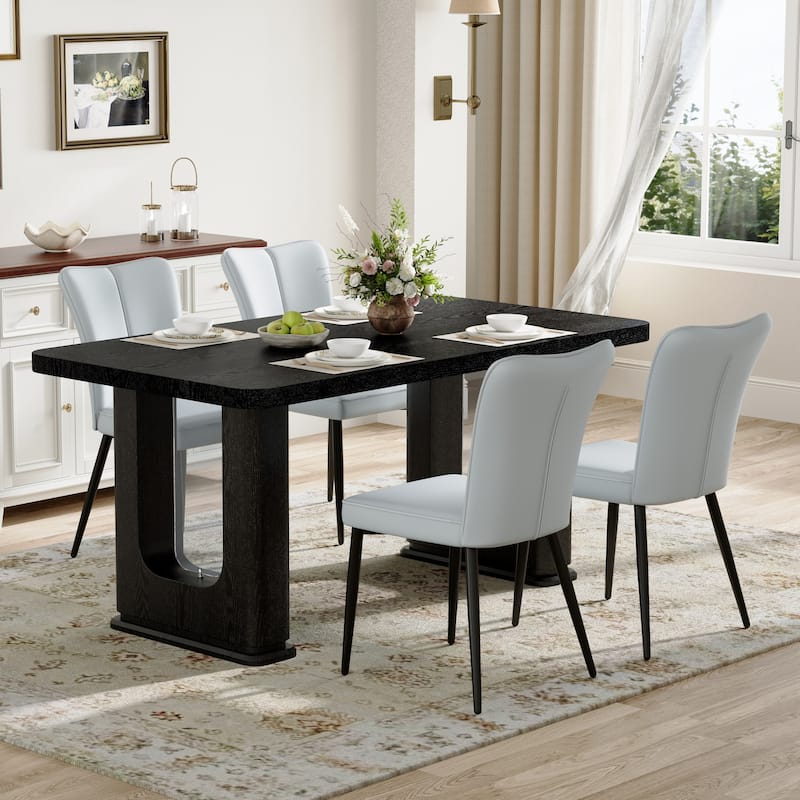 Dining Table Set for 4, Modern Dining Table and 4 Chairs Set, 5 Piece Kitchen Table and Chairs Set