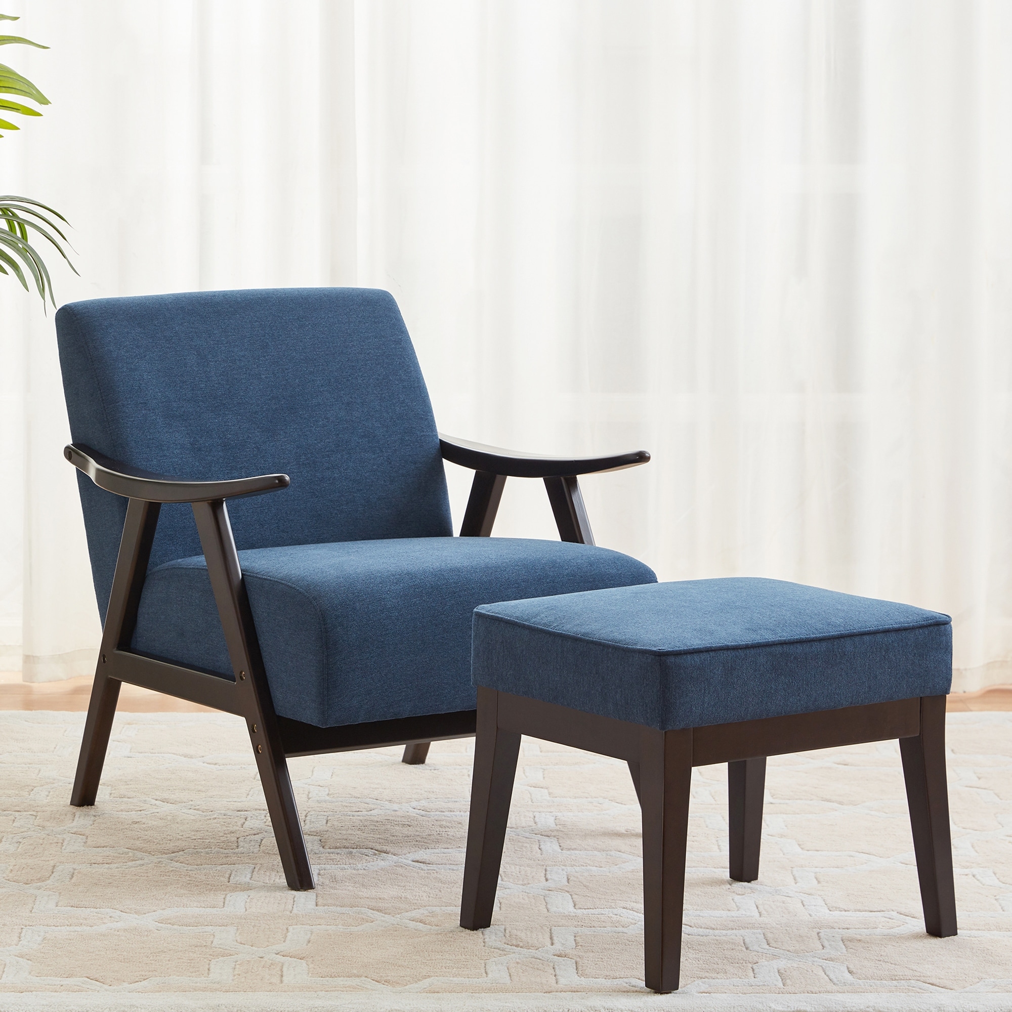 HUIMO Mid Century Modern Armchair and Ottoman Set Upholstered