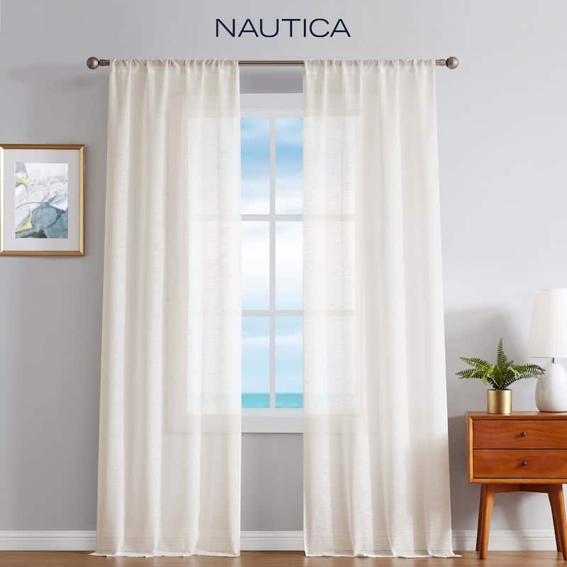 Nautica Erasmus Sheer Rod Pocket Window Curtain Panel Pair