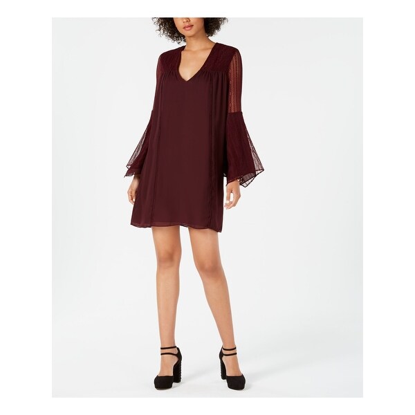 burgundy bell sleeve dress