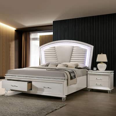 Xian Glam White Solid Wood 2-Piece Platform Bedroom Set with LED by Furniture of America