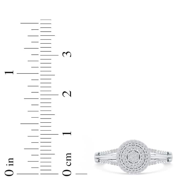 1/6ct TDW Diamond Cluster Halo Engagement Ring in 10K White Gold for Women