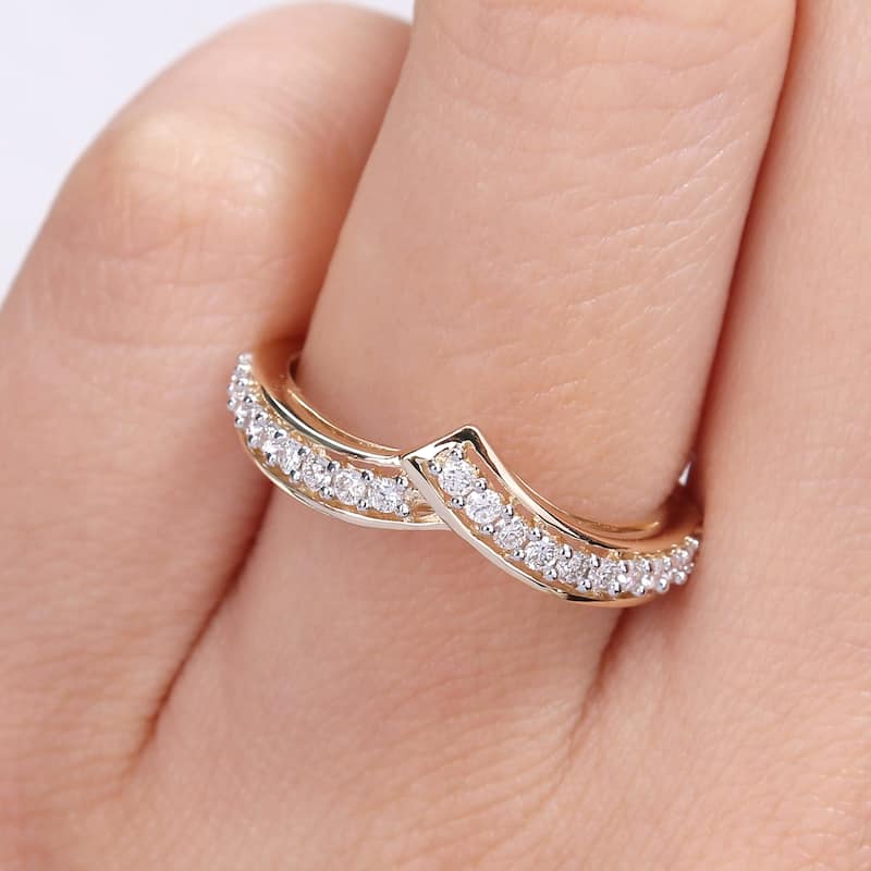 Miadora 1/3ct TDW Diamond Contour Stackable Wedding Band Ring in 10k Yellow Gold