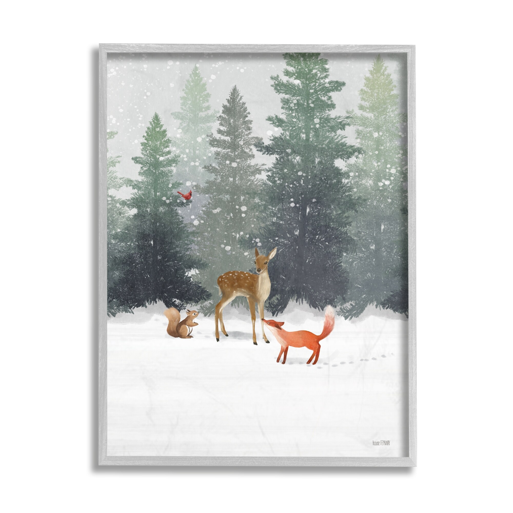 Stupell Industries Winter Season Forest Animals Fox Deer Squirrel Framed Wall Art Multi Color Overstock 32077483