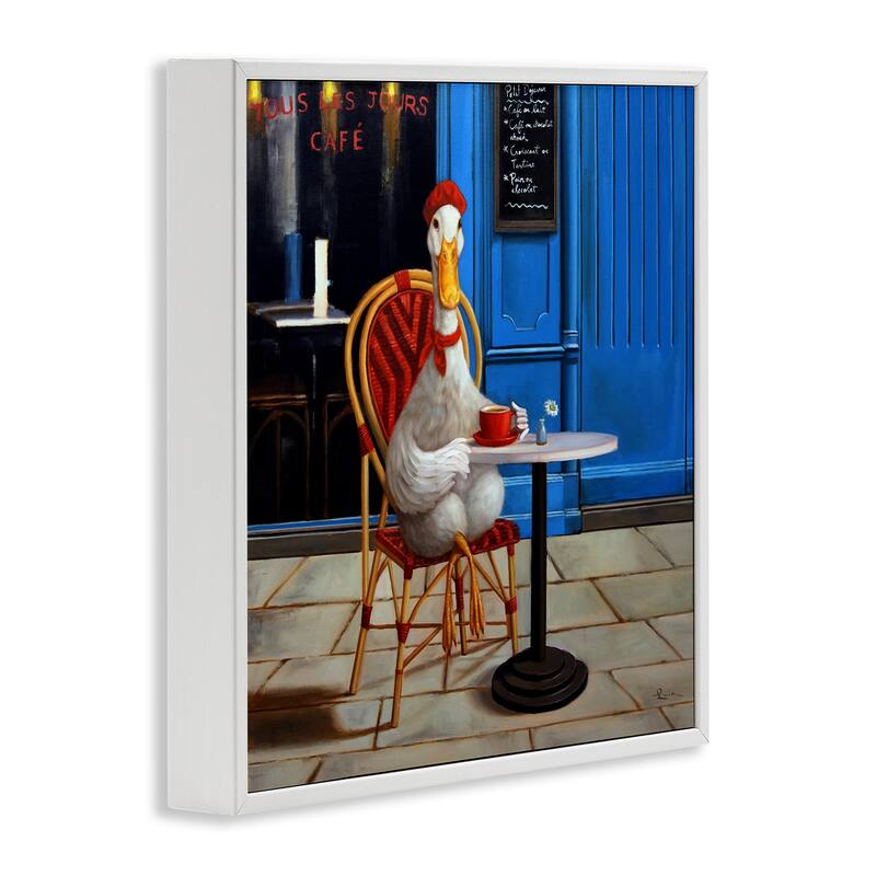 Stupell Trendy Duck at Cafe Framed Giclee Art Design By Lucia Heffernan