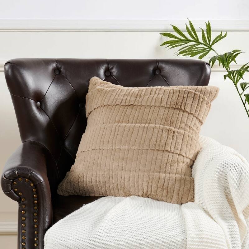 1 Pc Sculpted Stripe FauxFur Pillow Shell Decorative Cushion Cover