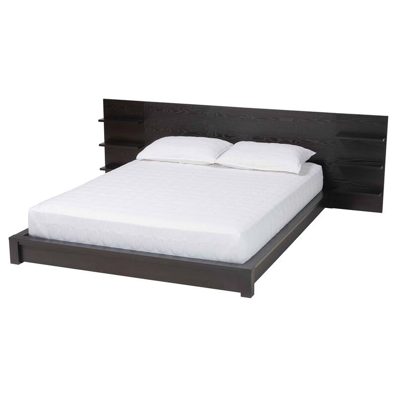 Elina Modern and Contemporary Platform Storage Bed with Shelves