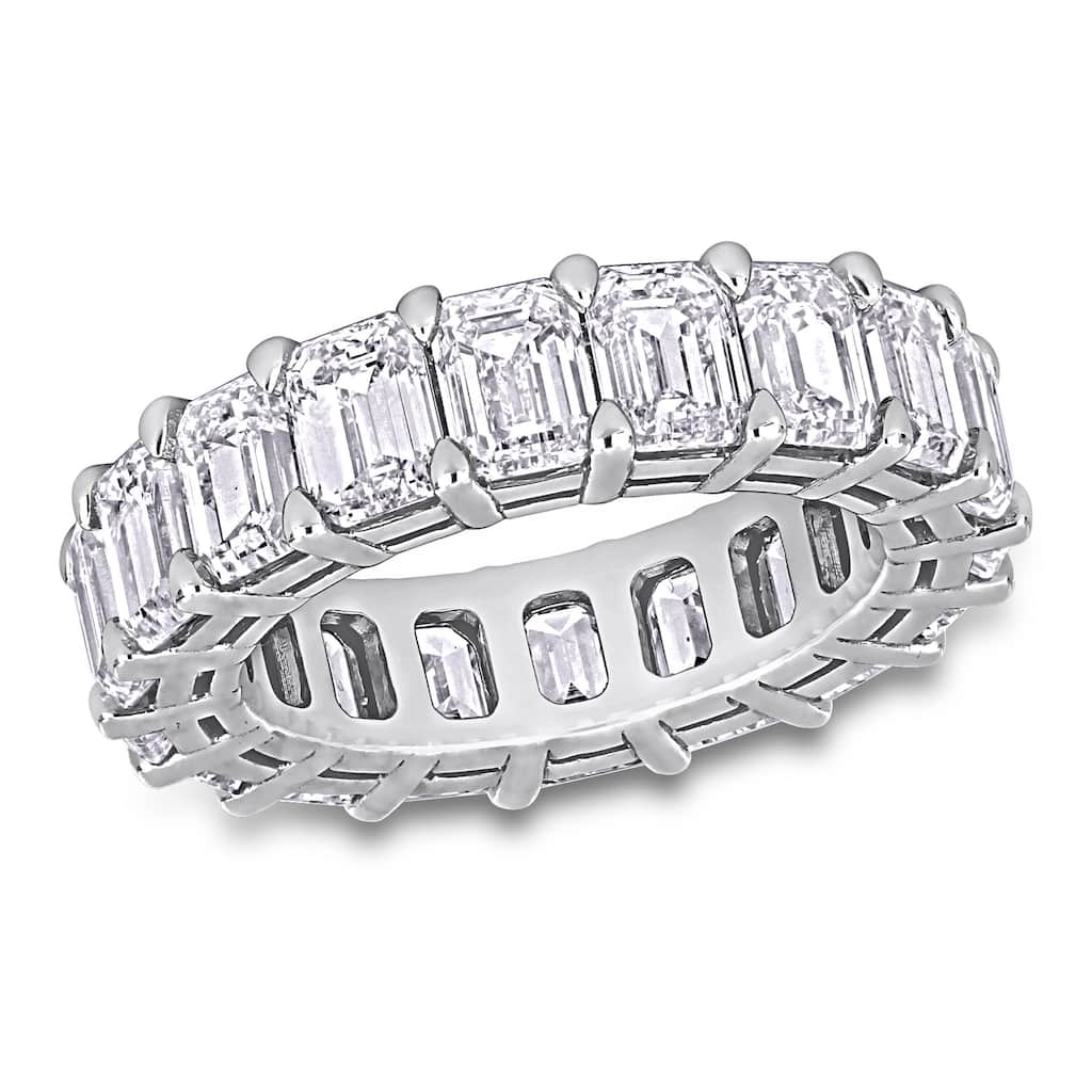 Miadora 8 1/2 - 9ct TDW Emerald-Cut Diamond Eternity Ring in 18k White Gold