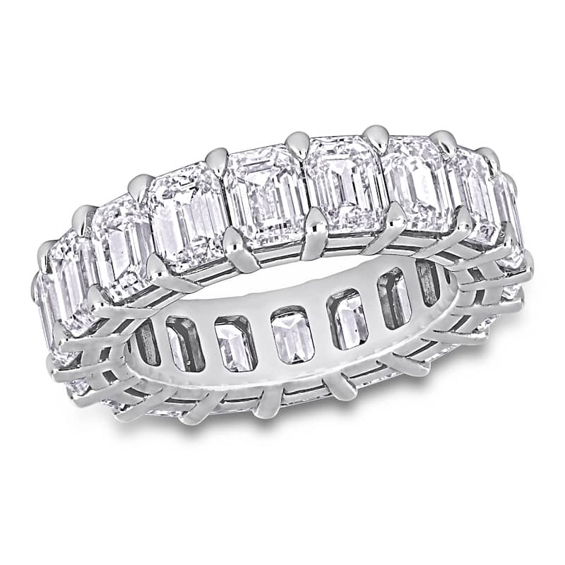 Miadora 8 1/2 - 9ct TDW Emerald-Cut Diamond Eternity Ring in 18k White Gold