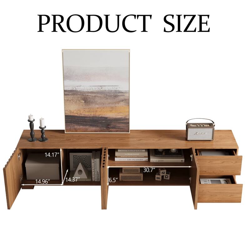79" Mid-Century Modern TV Stand - Wood Media Console, Living Room Entertainment Center with Ample Storage