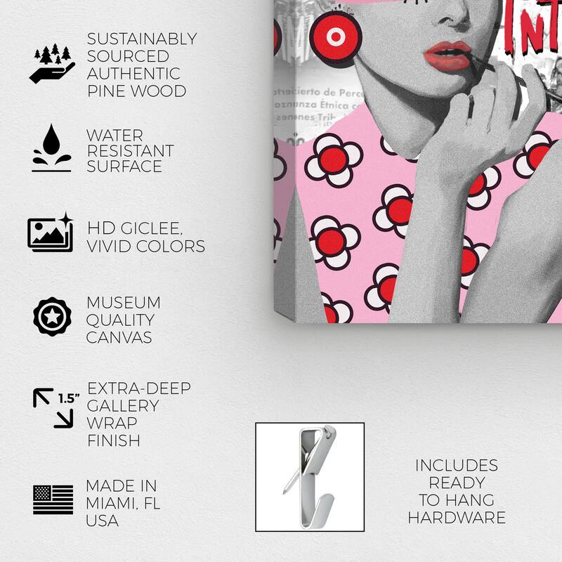 Wynwood Studio Canvas Fashion Happy Girls are the Prettiest Pink and Pastel Pink Modern & Contemporary Wall Art Canvas Print