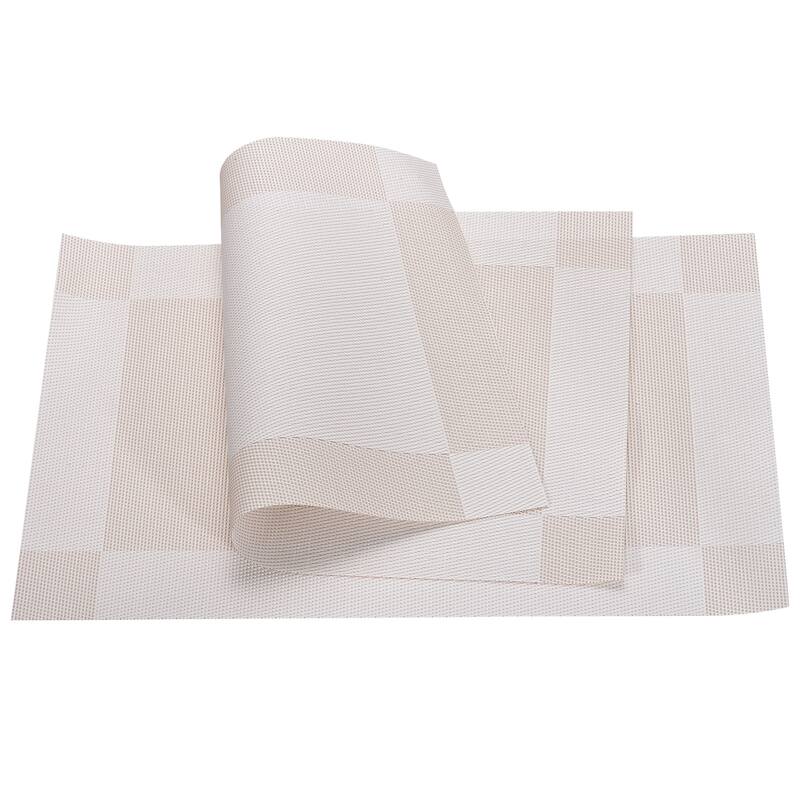 Place Mats 450x300mm 8pcs PVC Table Washable Woven Placemat, Beige