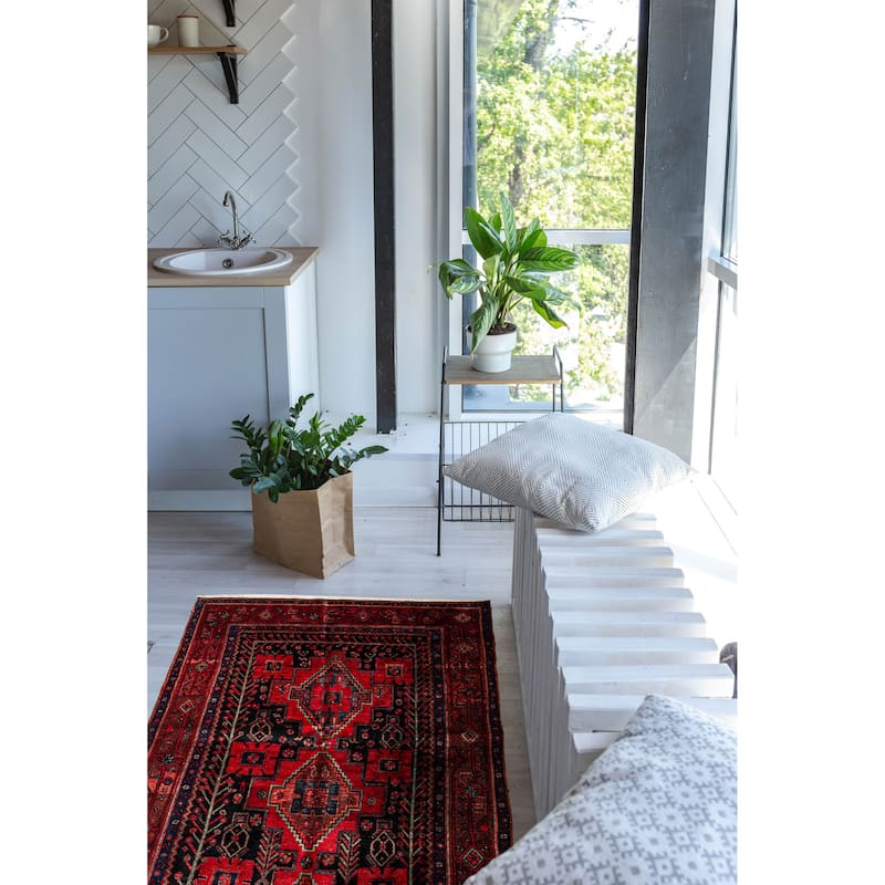 ECARPETGALLERY Hand-knotted Anadol Dark Red Wool Rug - 4'4 x 9'10