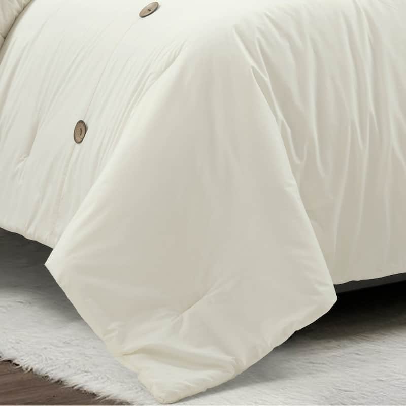 Lush Decor Linen Button Cotton Blend Comforter 5 Piece Set