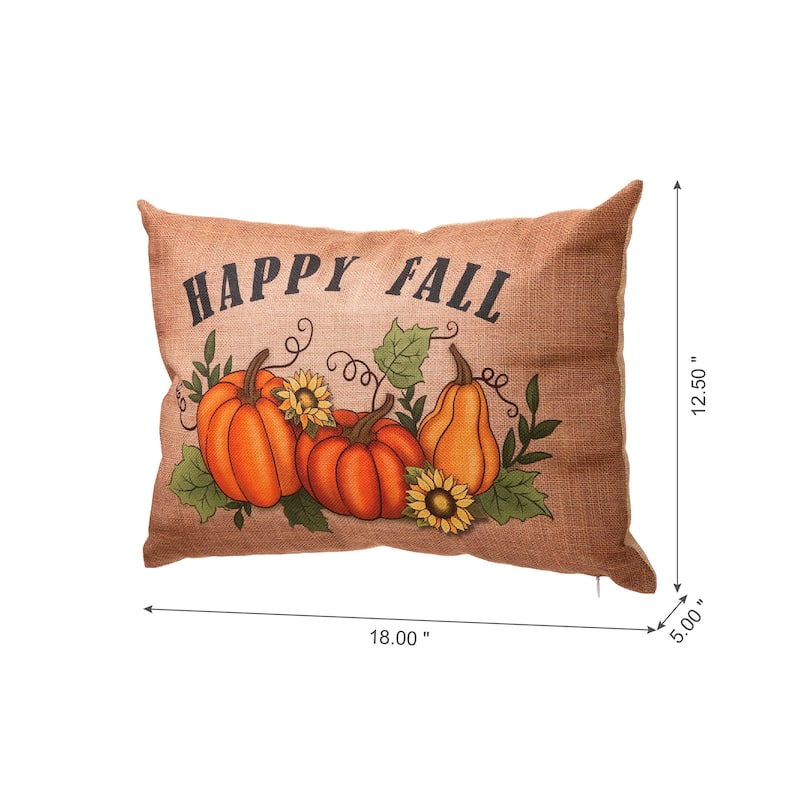 Glitzhome 18"L Faux Burlap Fall Thanksgiving Pumpkin Pillow Indoor Decor