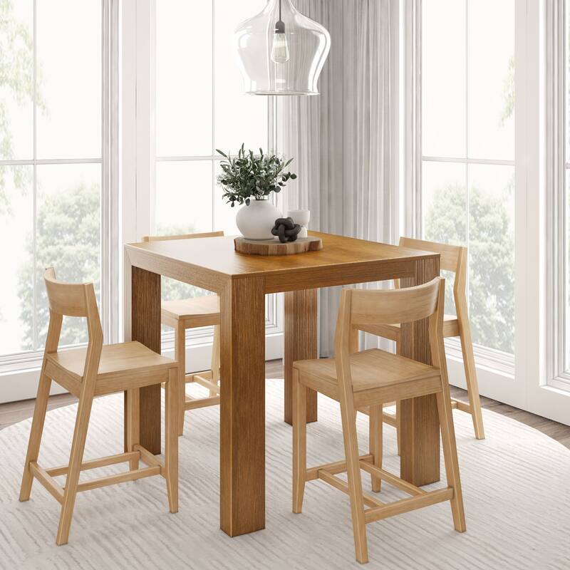 Plank and Beam Modern Counter Height Solid Wood Dining Chair - Set of 2