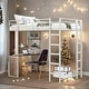 preview thumbnail 2 of 18, Twin Metal Loft Bed with 2 Shelves, 2 built-in ladders and Desk, Silver