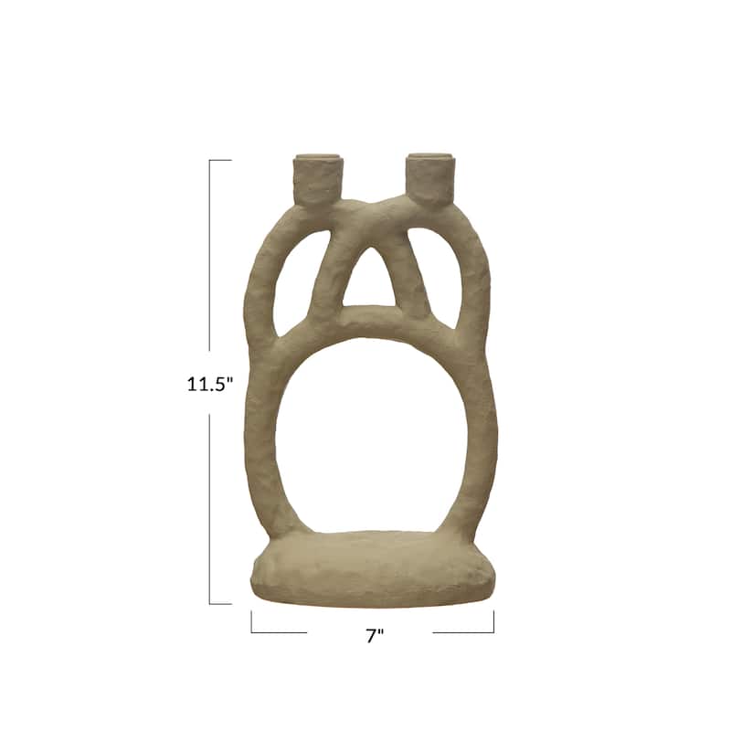 Sculptural Double Taper Candle Holder - 6.9"L x 4.9"W x 11.4"H