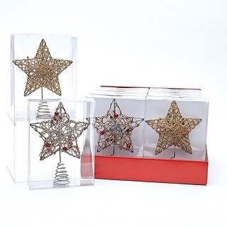 Shop Pack Of 12 Brown Nature Christmas Decoration Star Tree Topper With Coil Base 6 Overstock 22732503
