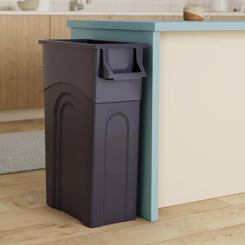 United Solutions 2 Pack 23 Gal Kitchen Trash Can Garbage Bins, Highboy, Black - 13.14