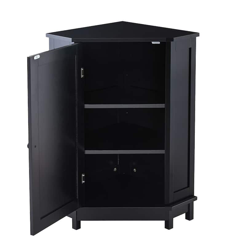GDFStudio - Elara 31" Triangle Corner Bathroom Cabinet with Adjustable Shelf, Compact MDF Organizer