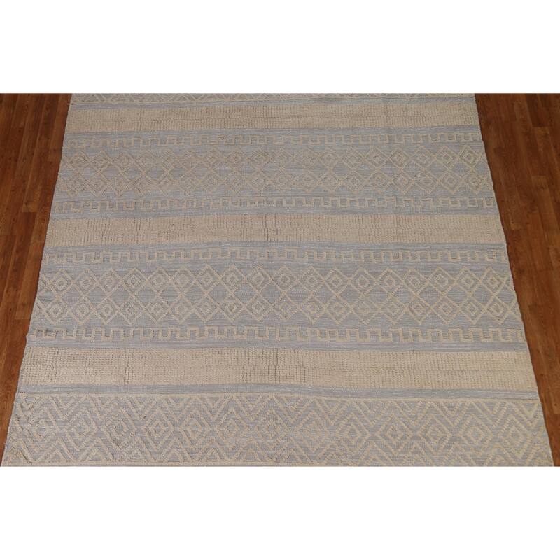 Hand Knotted Oriental 100% Wool Carpet Modern Tribal Greys & Charcoal Moroccan Area Rug - 9' 9'' X 8' 1''