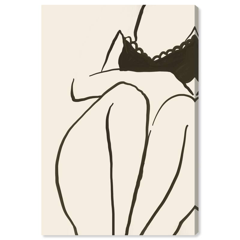 Wynwood Studio Canvas Fashion and Glam Just a Position Black and Cream White Modern & Contemporary Wall Art Canvas Print