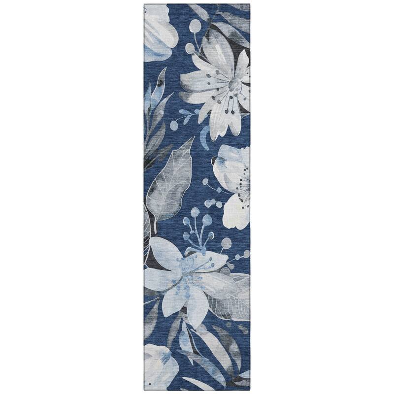 Machine Washable Indoor/ Outdoor Floral Chantille Rug