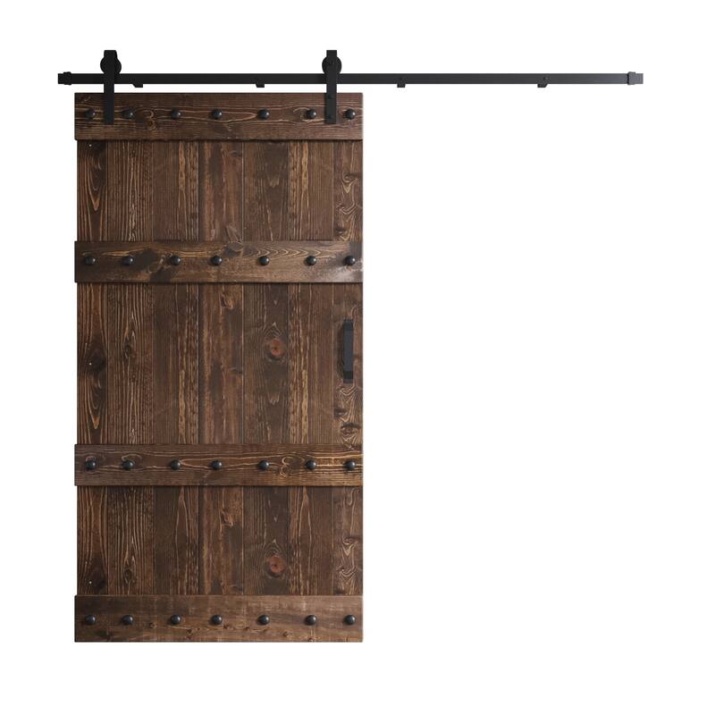 Coast Sequoia 42in x 84in Castle Series Pine Wood Sliding Barn Door With Hardware Kit - Kona Coffee