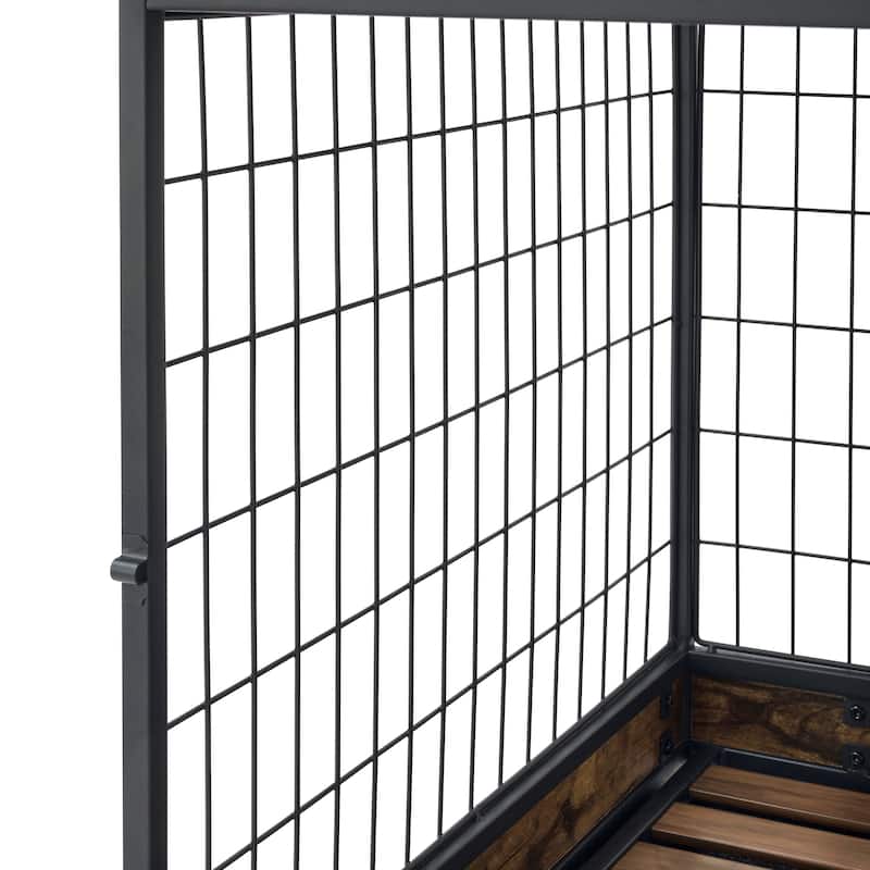 Roomfitters Dog Cage Crate with Two Doors and Drawer, Antique Brown