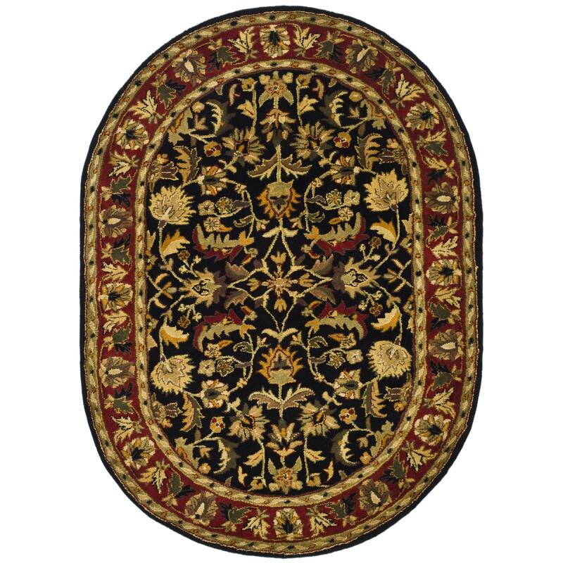 SAFAVIEH Heritage Krysta Hand-tufted Wool Traditional Area Rug - 7'6" x 9'6" Oval - Black/Red