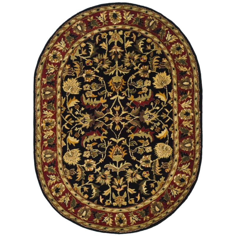 SAFAVIEH Heritage Dani Hand-tufted Wool Traditional Area Rug - 4'6" x 6'6" Oval - Black/Red