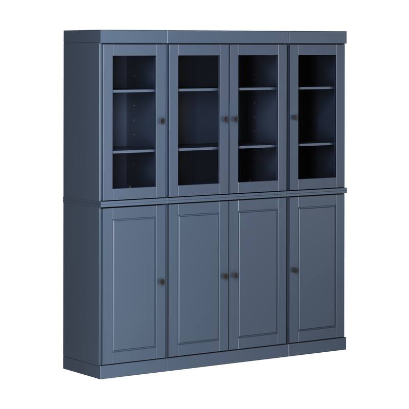 Palace Imports 100% Solid Wood Pantry China Cabinet, Raised Panel & Clear Glass Doors, Adjustable Shelves, 65" Wide, 71.5" Tall