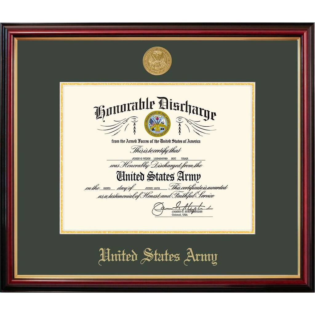 Patriot Frames Army 8.5x11 Discharge Petite Frame with Gold Medallion