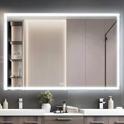 60" x 40" LED Bathroom Wall Mirror with 3 Color Modes,Aluminum Frame