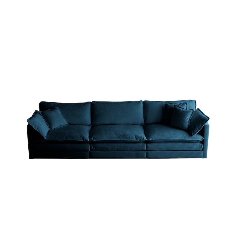 GDFStudio - Thaddeus Three-Seater Chenille Modular Sofa with Arm and Toss Pillows