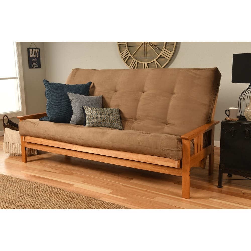 Butternut Finish Hardwood Queen-size Futon Set with Suede Mattress