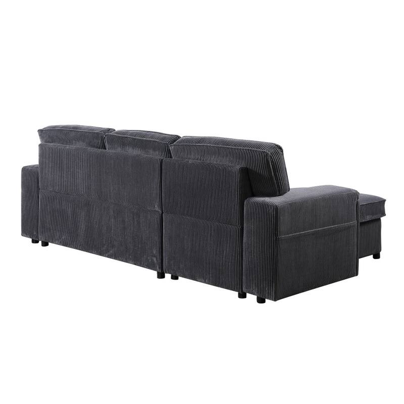 96" Victorian 3-Seat Upholstery Sleeper Sectional Sofa with Storage Space