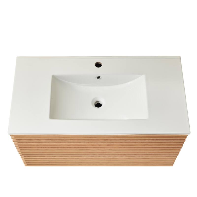 Wall Mounted Single Vanity with Ceramic Sink