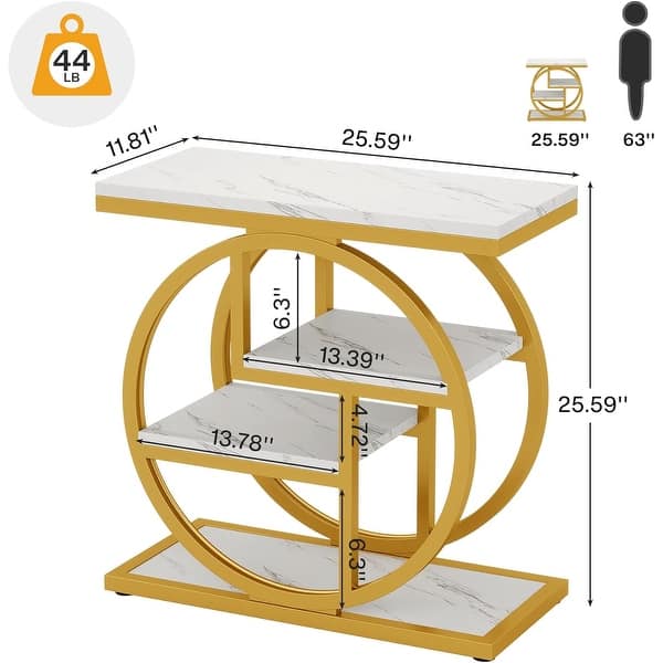 dimension image slide 2 of 5, Small 3-tier Living Room End Tables And Side Tables with Metal Frame