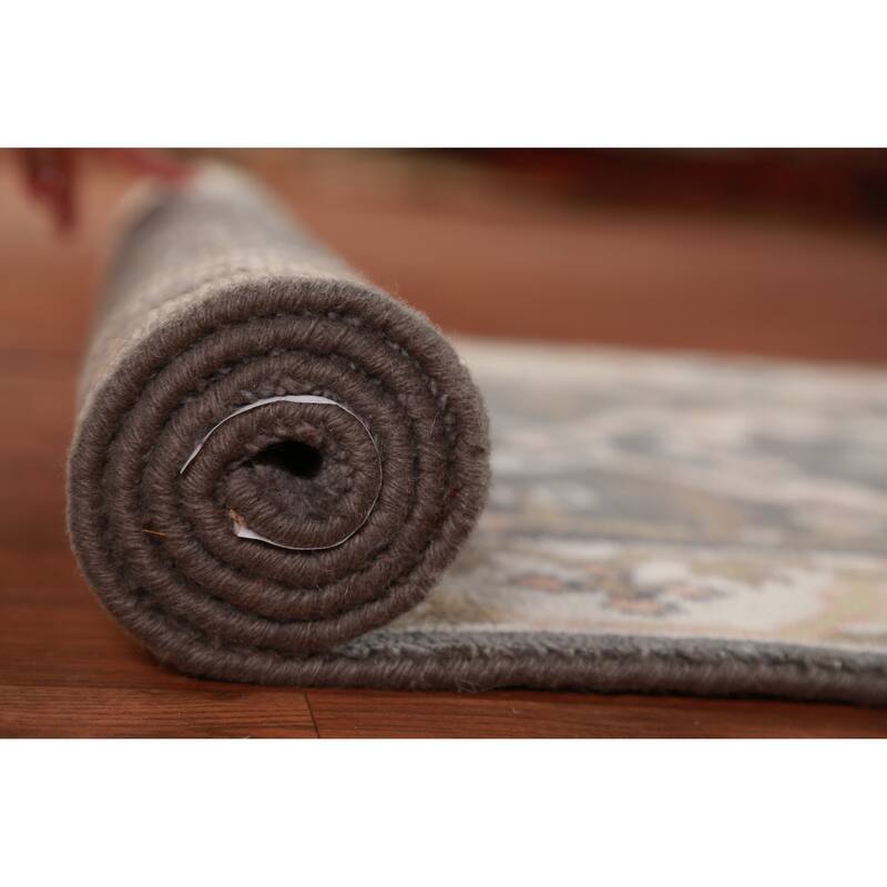 Gray Oushak Oriental Runner Rug Transitional Handmade Wool Carpet - 2'7" x 9'11"