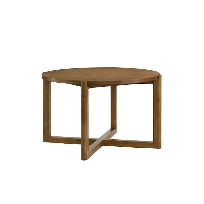 Andrew 47-inch Round Dining Table, Mid-Century Modern Walnut Finish Wood Table with Cross Sled Base, Seats 4