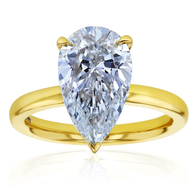 Kobelli 4.13 Carats Diamond 14k Solid Gold Pear Brilliant Drape Halo Engagement Ring (EF/VS, Certified) - Yellow - 10