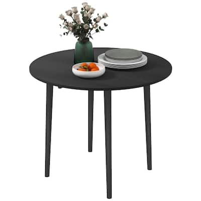 Adjustable Folding Dining Table for Four with Drop Leaf Design Pine Wood and Particleboard - 35" Dia. x 28.9" H